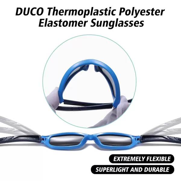 DUCO Polarized Kids Sunglasses with Strap for Boys Girls Youth Sports Baseball Sunglasses 100 UV Protection K029Blue Frame Blue Temple