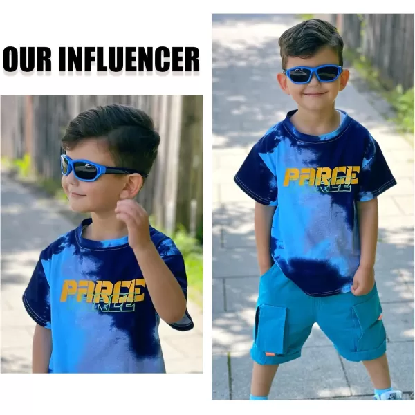 DUCO Polarized Kids Sunglasses with Strap for Boys Girls Youth Sports Baseball Sunglasses 100 UV Protection K029Blue Frame Blue Temple