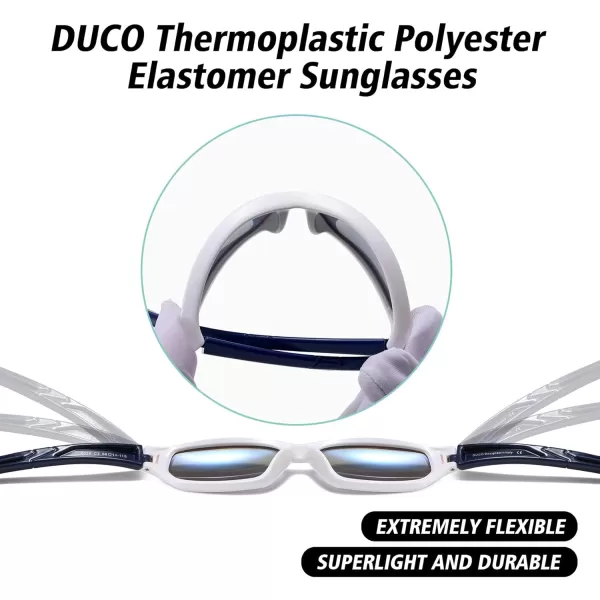 DUCO Polarized Kids Sunglasses with Strap for Boys Girls Youth Sports Baseball Sunglasses 100 UV Protection K029White Frame Blue Temple