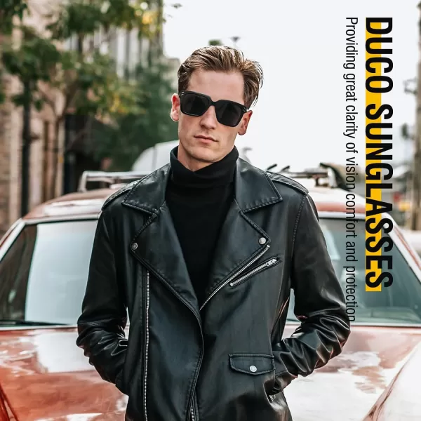 DUCO Polarized Sunglasses Women Men Luxury Acetate Mens Sunglasses Trendy Retro Square Sun Glasses UV400 DC2368Black Frame Grey Lens