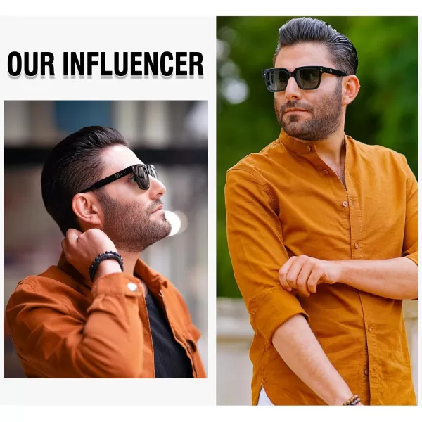 DUCO Polarized Sunglasses Women Men Luxury Acetate Mens Sunglasses Trendy Retro Square Sun Glasses UV400 DC2368Black Frame Grey Lens