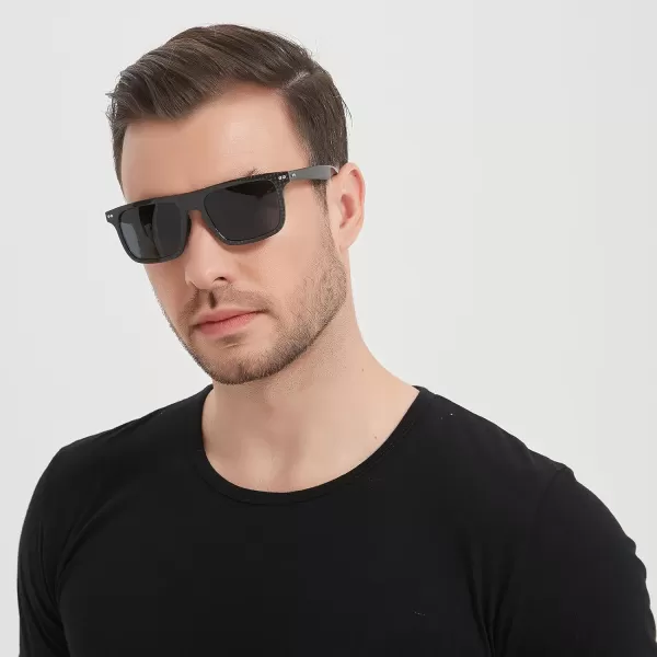 DUCO Polarized Sunglasses for Men Sun glasses All Carbon Fiber Frame 100 UV Protection for Driving Running Fishing DC8325Black Frame Grey Lens
