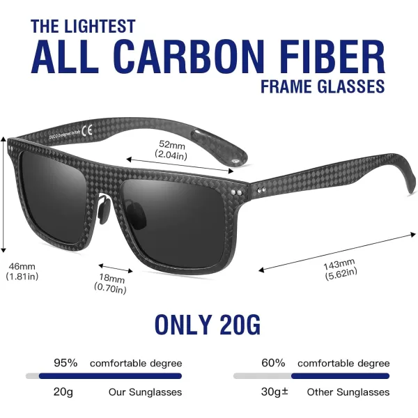 DUCO Polarized Sunglasses for Men Sun glasses All Carbon Fiber Frame 100 UV Protection for Driving Running Fishing DC8325Black Frame Grey Lens