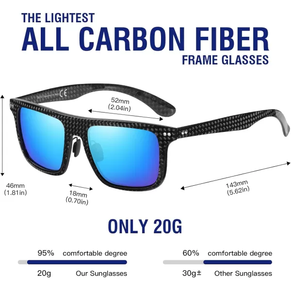 DUCO Polarized Sunglasses for Men Sun glasses All Carbon Fiber Frame 100 UV Protection for Driving Running Fishing DC8325Black Frame Revo Blue Lens
