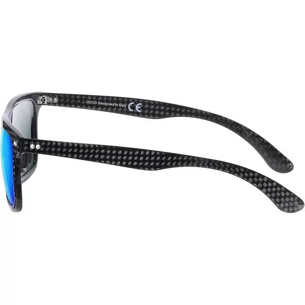 DUCO Polarized Sunglasses for Men Sun glasses All Carbon Fiber Frame 100 UV Protection for Driving Running Fishing DC8325Black Frame Revo Blue Lens