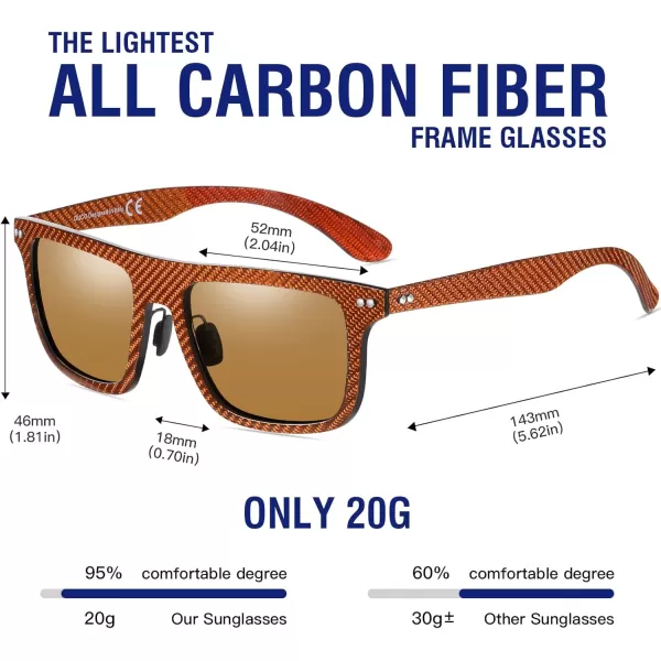 DUCO Polarized Sunglasses for Men Sun glasses All Carbon Fiber Frame 100 UV Protection for Driving Running Fishing DC8325Brown Frame Brown Lens