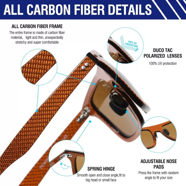 DUCO Polarized Sunglasses for Men Sun glasses All Carbon Fiber Frame 100 UV Protection for Driving Running Fishing DC8325Brown Frame Brown Lens