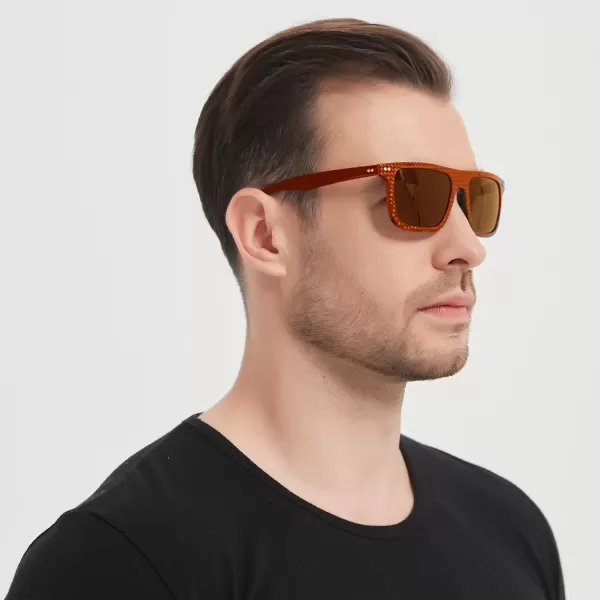DUCO Polarized Sunglasses for Men Sun glasses All Carbon Fiber Frame 100 UV Protection for Driving Running Fishing DC8325Brown Frame Brown Lens