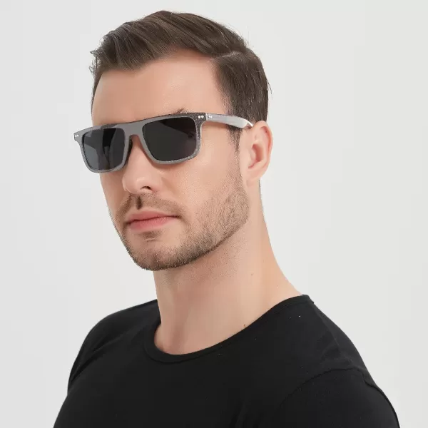 DUCO Polarized Sunglasses for Men Sun glasses All Carbon Fiber Frame 100 UV Protection for Driving Running Fishing DC8325Gunmental Frame Grey Lens