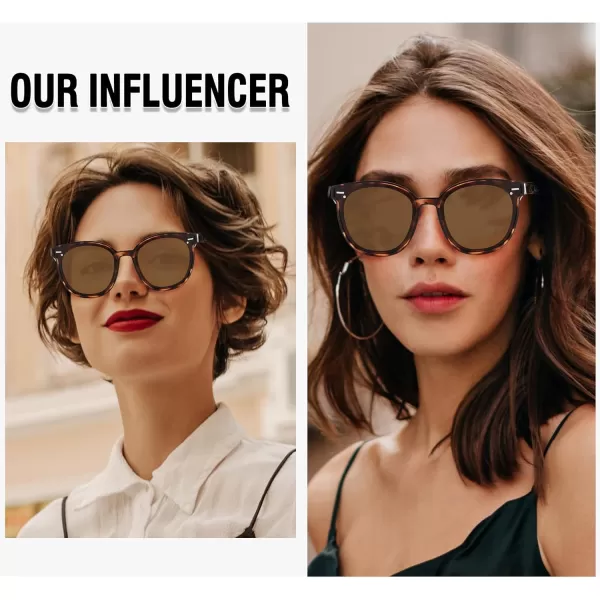DUCO Retro Round Oversized Polarized Sunglasses for Women Classic Vintage Designer Style UV400 Protection Shades W017sTortoise Frame Brown Lens