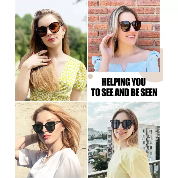 DUCO Retro Round Polarized Sunglasses for Women Men Oversized Vintage Shades W017L Size Tortoise Brown Frame Grey Lens