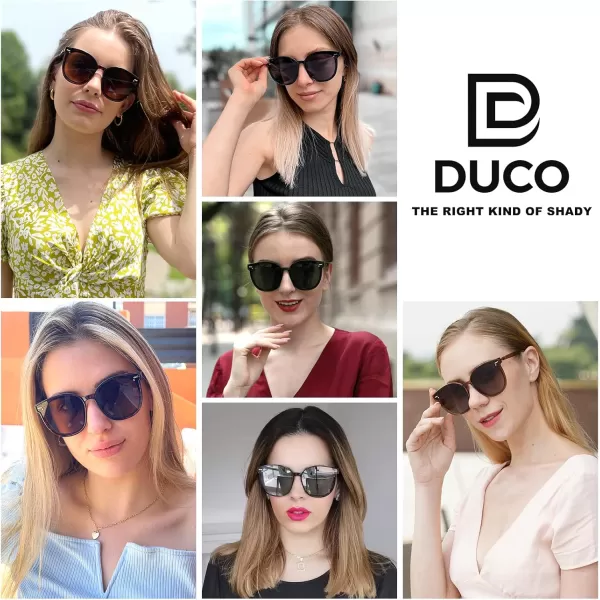 DUCO Retro Round Polarized Sunglasses for Women Men Oversized Vintage Shades W017L Size Transparent Pink Frame Revo Pink Lens