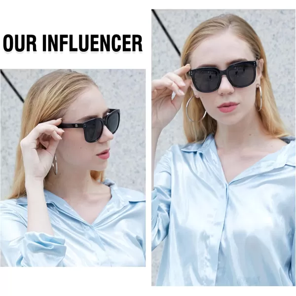 DUCO Retro Vintage Oversized Square Sunglasses for Women Big Luxury Womens Sun Glasses UV Protection DC2148Black