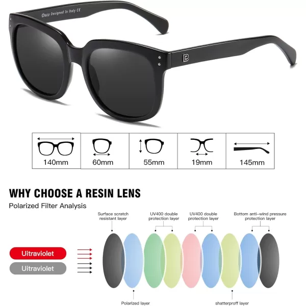 DUCO Retro Vintage Oversized Square Sunglasses for Women Big Luxury Womens Sun Glasses UV Protection DC2148Black