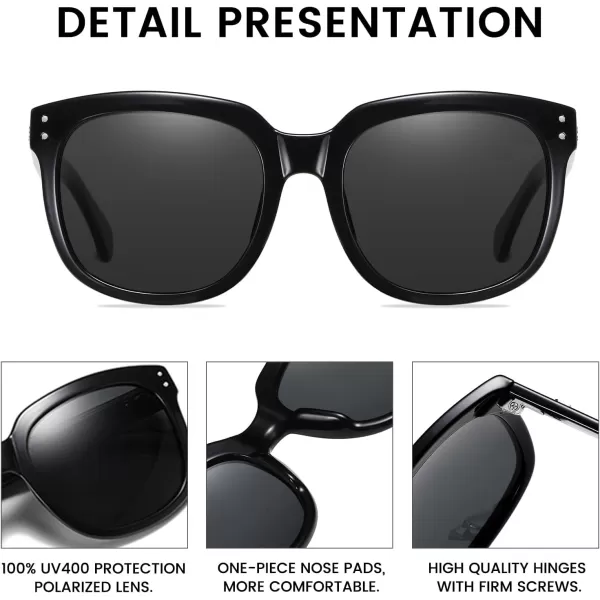 DUCO Retro Vintage Oversized Square Sunglasses for Women Big Luxury Womens Sun Glasses UV Protection DC2148Black