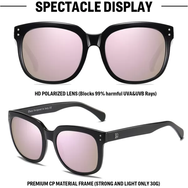 DUCO Retro Vintage Oversized Square Sunglasses for Women Big Luxury Womens Sun Glasses UV Protection DC2148Black Pink