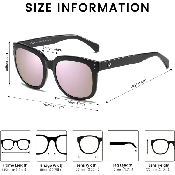 DUCO Retro Vintage Oversized Square Sunglasses for Women Big Luxury Womens Sun Glasses UV Protection DC2148Black Pink