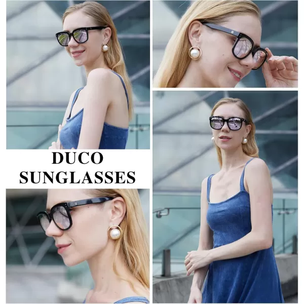 DUCO Retro Vintage Oversized Square Sunglasses for Women Big Luxury Womens Sun Glasses UV Protection DC2148Black Pink
