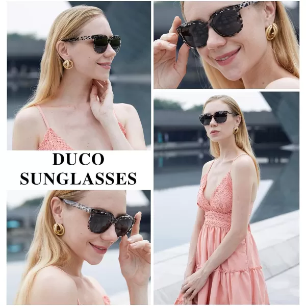 DUCO Retro Vintage Oversized Square Sunglasses for Women Big Luxury Womens Sun Glasses UV Protection DC2148Black Tortoise