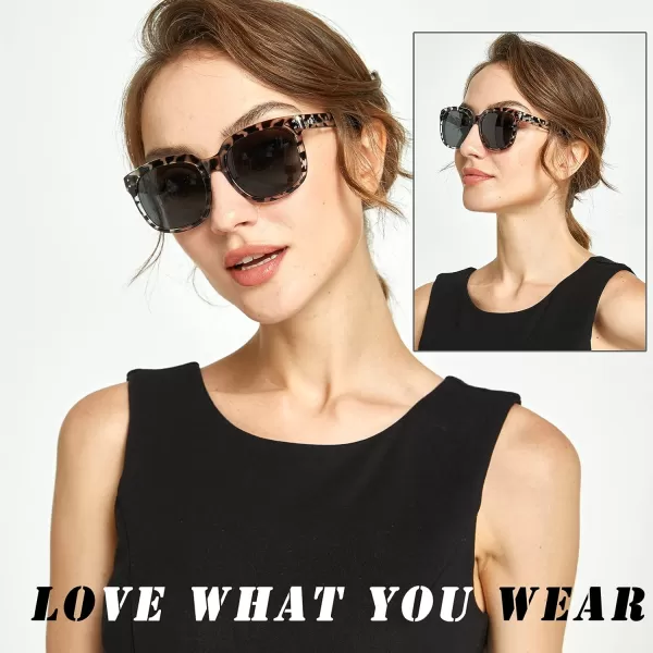 DUCO Retro Vintage Oversized Square Sunglasses for Women Big Luxury Womens Sun Glasses UV Protection DC2148Black Tortoise