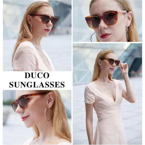 DUCO Retro Vintage Oversized Square Sunglasses for Women Big Luxury Womens Sun Glasses UV Protection DC2148Brown