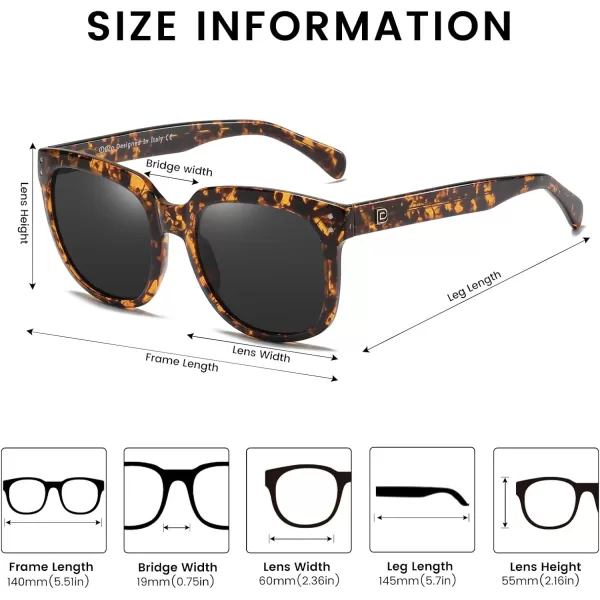 DUCO Retro Vintage Oversized Square Sunglasses for Women Big Luxury Womens Sun Glasses UV Protection DC2148Brown Tortoise