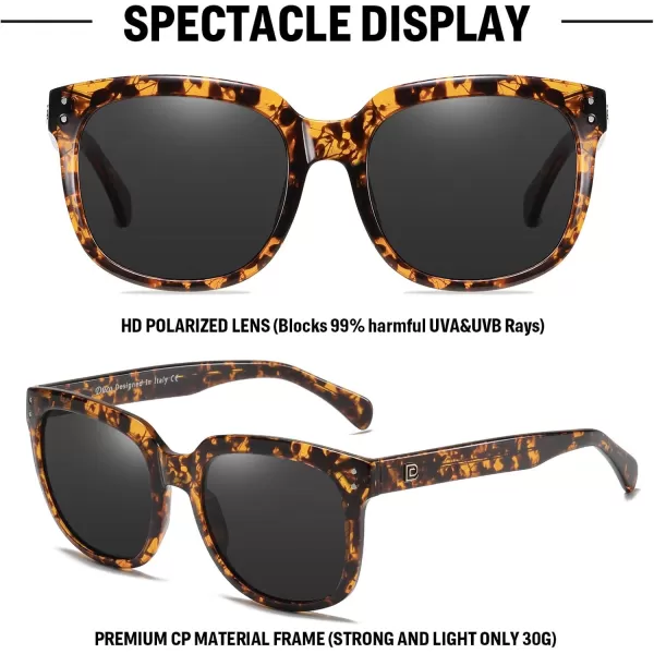 DUCO Retro Vintage Oversized Square Sunglasses for Women Big Luxury Womens Sun Glasses UV Protection DC2148Brown Tortoise