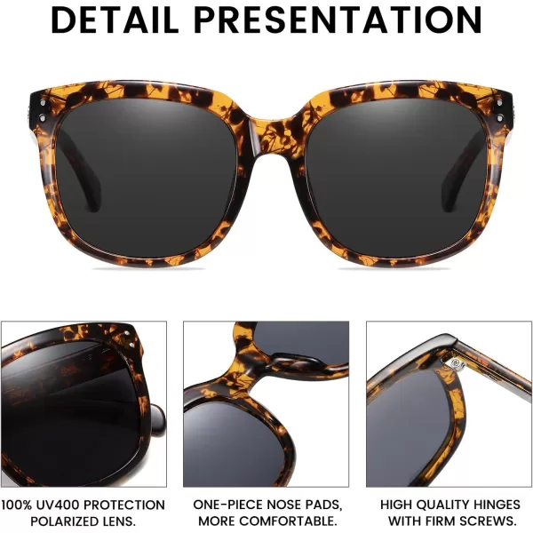 DUCO Retro Vintage Oversized Square Sunglasses for Women Big Luxury Womens Sun Glasses UV Protection DC2148Brown Tortoise