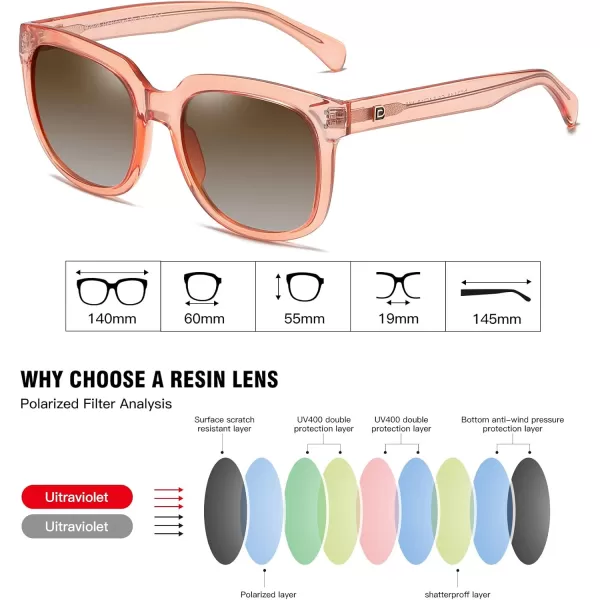 DUCO Retro Vintage Oversized Square Sunglasses for Women Big Luxury Womens Sun Glasses UV Protection DC2148Transparent Orange