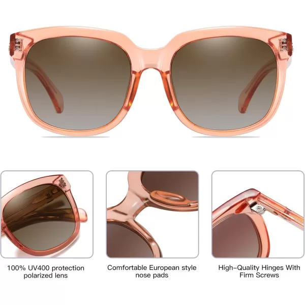 DUCO Retro Vintage Oversized Square Sunglasses for Women Big Luxury Womens Sun Glasses UV Protection DC2148Transparent Orange