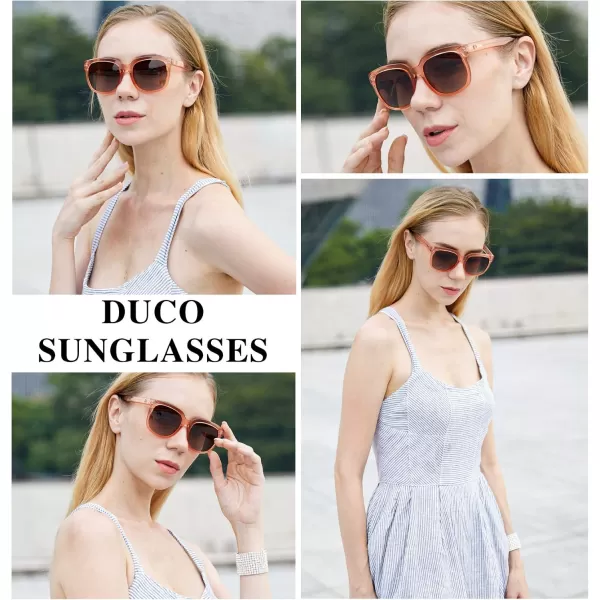 DUCO Retro Vintage Oversized Square Sunglasses for Women Big Luxury Womens Sun Glasses UV Protection DC2148Transparent Orange