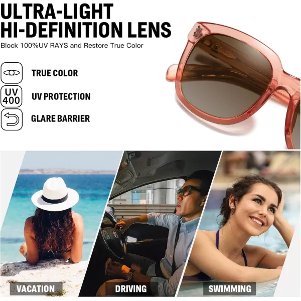 DUCO Retro Vintage Oversized Square Sunglasses for Women Big Luxury Womens Sun Glasses UV Protection DC2148Transparent Orange