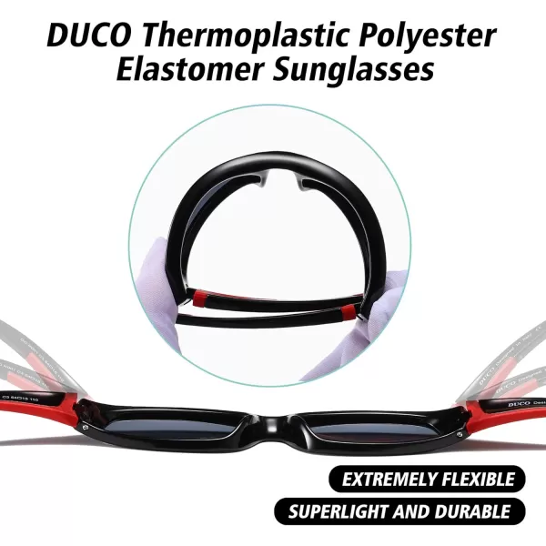 DUCO Sports Polarized Kids Sunglasses Boys Girls Unbreakable Youth Baseball Shades UV400 Protection Age 610 K001K001black Red