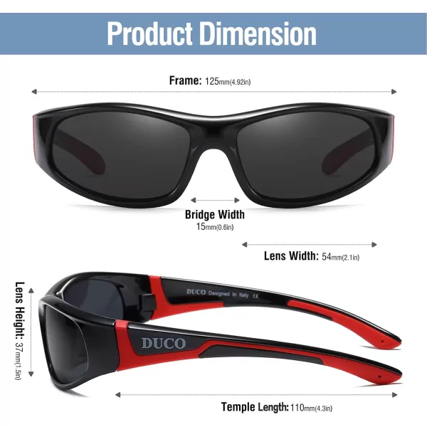 DUCO Sports Polarized Kids Sunglasses Boys Girls Unbreakable Youth Baseball Shades UV400 Protection Age 610 K001K001black Red
