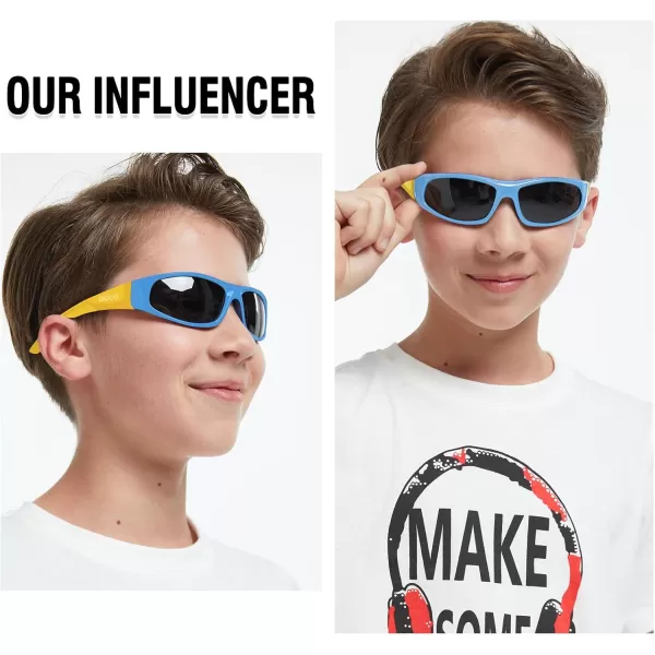 DUCO Sports Polarized Kids Sunglasses Boys Girls Unbreakable Youth Baseball Shades UV400 Protection Age 610 K001K001blue Grey