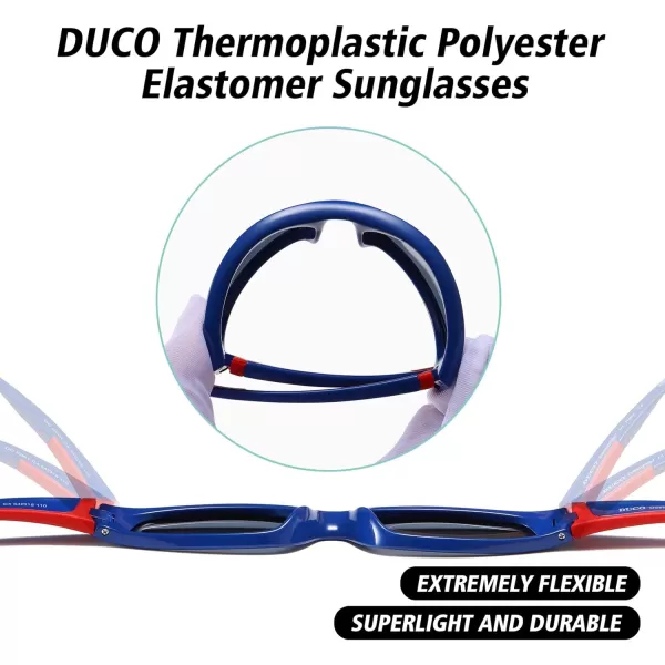 DUCO Sports Polarized Kids Sunglasses Boys Girls Unbreakable Youth Baseball Shades UV400 Protection Age 610 K001K001blue Red