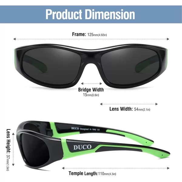 DUCO Sports Polarized Kids Sunglasses Boys Girls Unbreakable Youth Baseball Shades UV400 Protection Age 610 K001K001green
