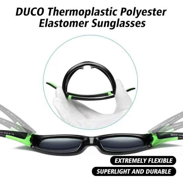 DUCO Sports Polarized Kids Sunglasses Boys Girls Unbreakable Youth Baseball Shades UV400 Protection Age 610 K001K001green