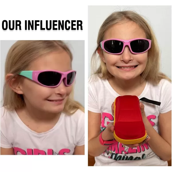 DUCO Sports Polarized Kids Sunglasses Boys Girls Unbreakable Youth Baseball Shades UV400 Protection Age 610 K001K001pink Grey