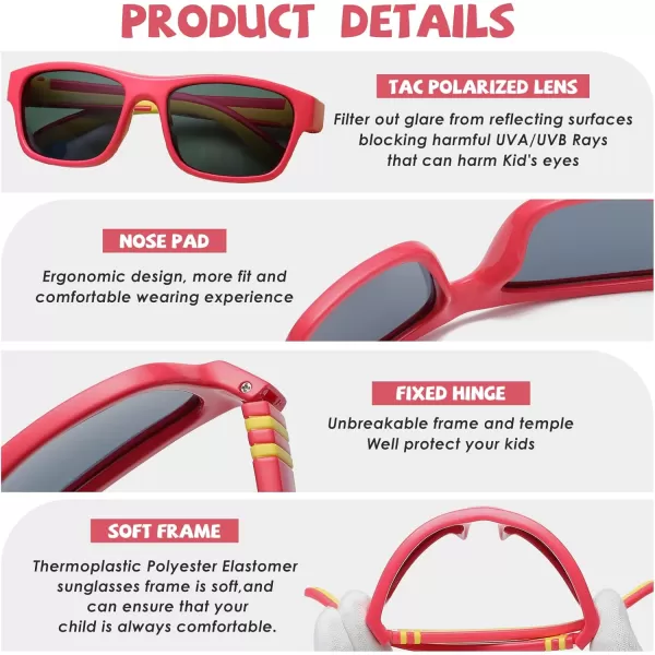 DUCO Sports Polarized Kids Sunglasses Boys Girls Unbreakable Youth Baseball Shades UV400 Protection Age 610 K001K003pink