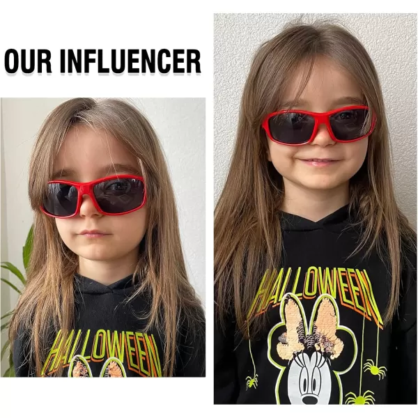 DUCO Sports Polarized Kids Sunglasses Boys Girls Unbreakable Youth Baseball Shades UV400 Protection Age 610 K001K005 Red for Age 512