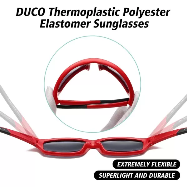 DUCO Sports Polarized Kids Sunglasses Boys Girls Unbreakable Youth Baseball Shades UV400 Protection Age 610 K001K005 Red for Age 512