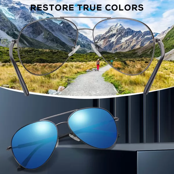 DUCO Sunglasses Men Polarized Sunglasses for Men with 100 uv Protection Classic Aviator Sun glasses for Driving Fishing 3027Gunmetal Frame Revo Blue Lens