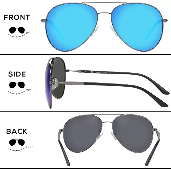 DUCO Sunglasses Men Polarized Sunglasses for Men with 100 uv Protection Classic Aviator Sun glasses for Driving Fishing 3027Gunmetal Frame Revo Blue Lens