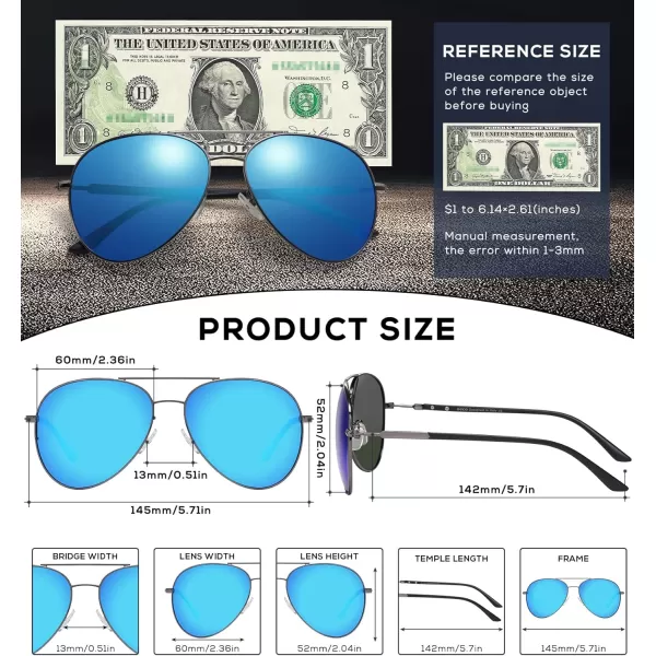 DUCO Sunglasses Men Polarized Sunglasses for Men with 100 uv Protection Classic Aviator Sun glasses for Driving Fishing 3027Gunmetal Frame Revo Blue Lens