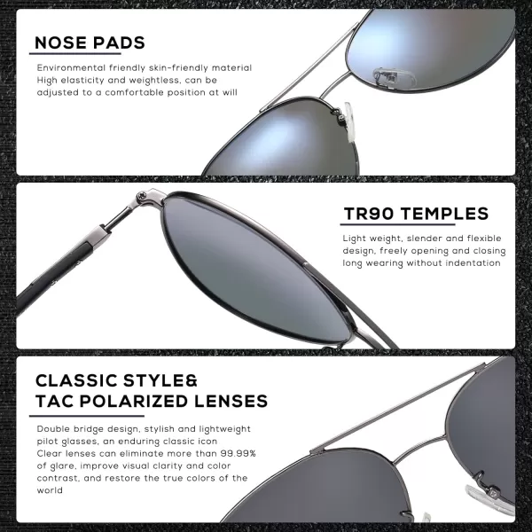 DUCO Sunglasses Men Polarized Sunglasses for Men with 100 uv Protection Classic Aviator Sun glasses for Driving Fishing 3027Gunmetal Frame Revo Blue Lens