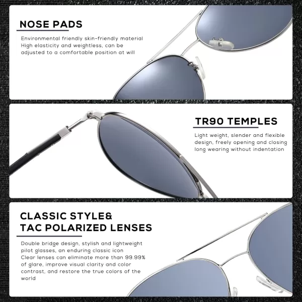 DUCO Sunglasses Men Polarized Sunglasses for Men with 100 uv Protection Classic Aviator Sun glasses for Driving Fishing 3027Silver Frame Mirror Lens