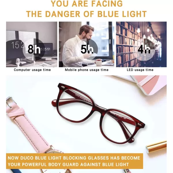 DUCO Superlight Blue Light Blocking Computer Reading Video and Gaming Eyewear Glasses DC5208Brown