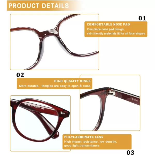 DUCO Superlight Blue Light Blocking Computer Reading Video and Gaming Eyewear Glasses DC5208Brown