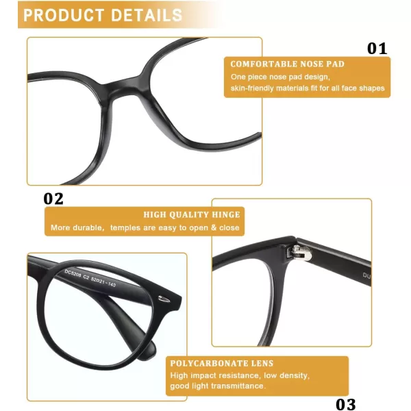 DUCO Superlight Blue Light Blocking Computer Reading Video and Gaming Eyewear Glasses DC5208Matte Black